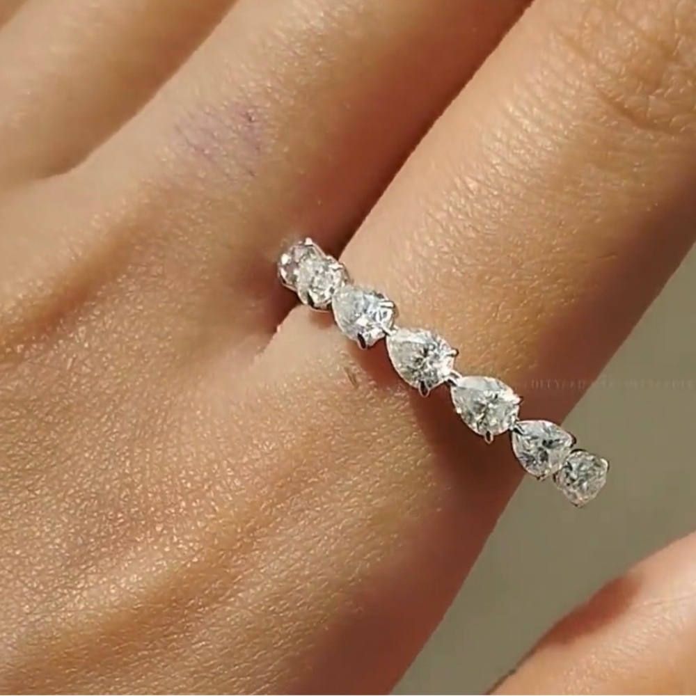 Pear Cut Moissanite Half Eternity Band